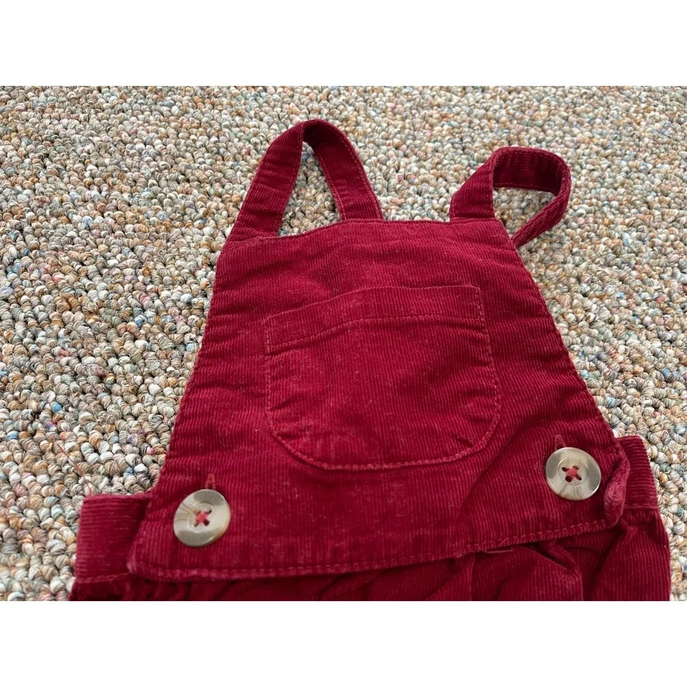 Cat & Jack Girls Dark Red Corduroy One-Piece 6-9M